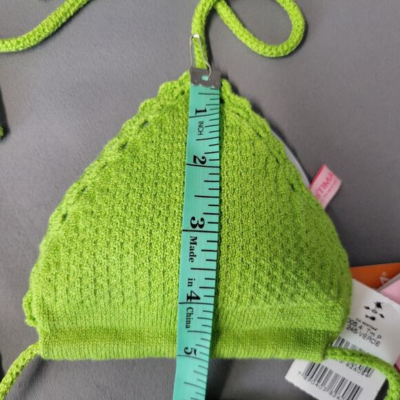 Cia Maritima Beachwear Bikini Womens Small Green Triangle Knit Top New - Picture 11 of 13